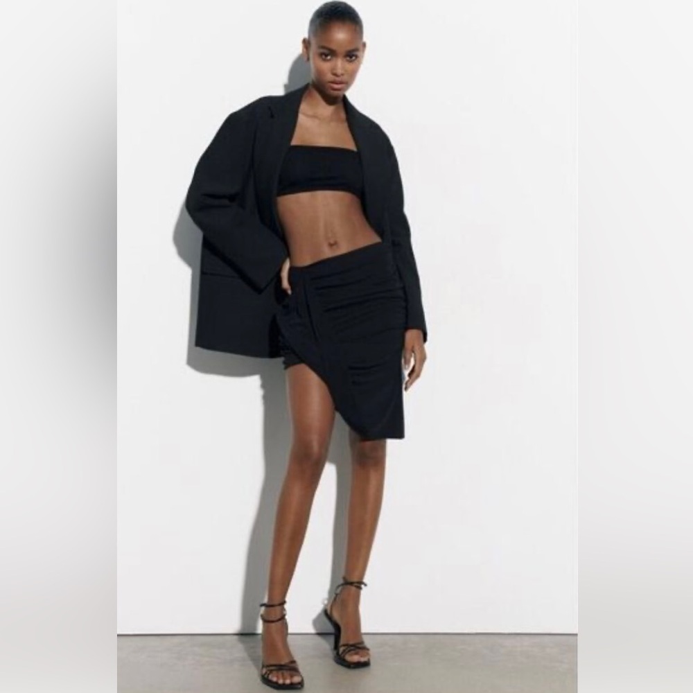 Zara Black Draped Asymmetric Skirt